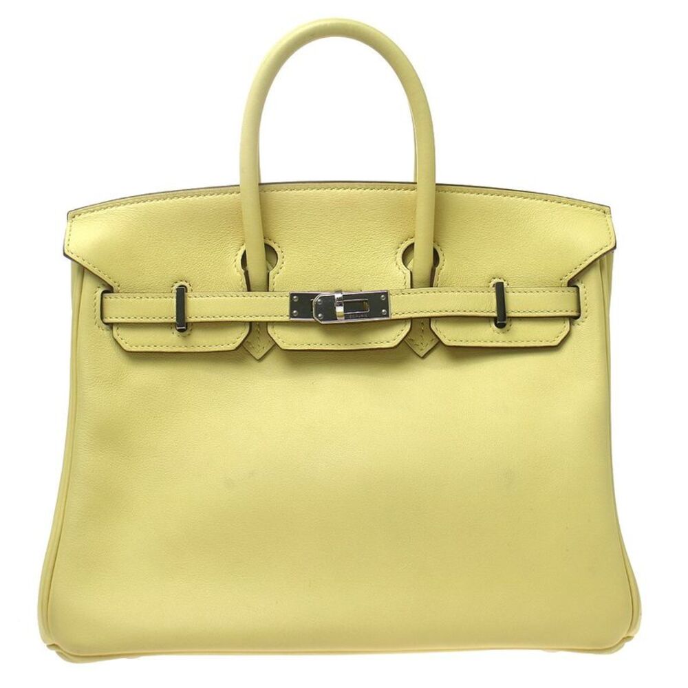 Hermes Birkin Yellow Swift With Palladium Hardware Yellow Leather Handbag